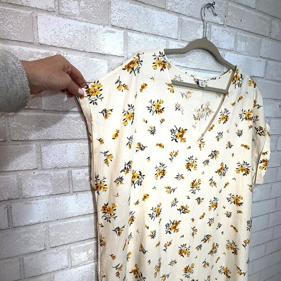 Old Navy Linen Blend Midi Dress‎ Size XXL Tall Floral Cottage Beachy Lagenlook - Picture 5 of 11